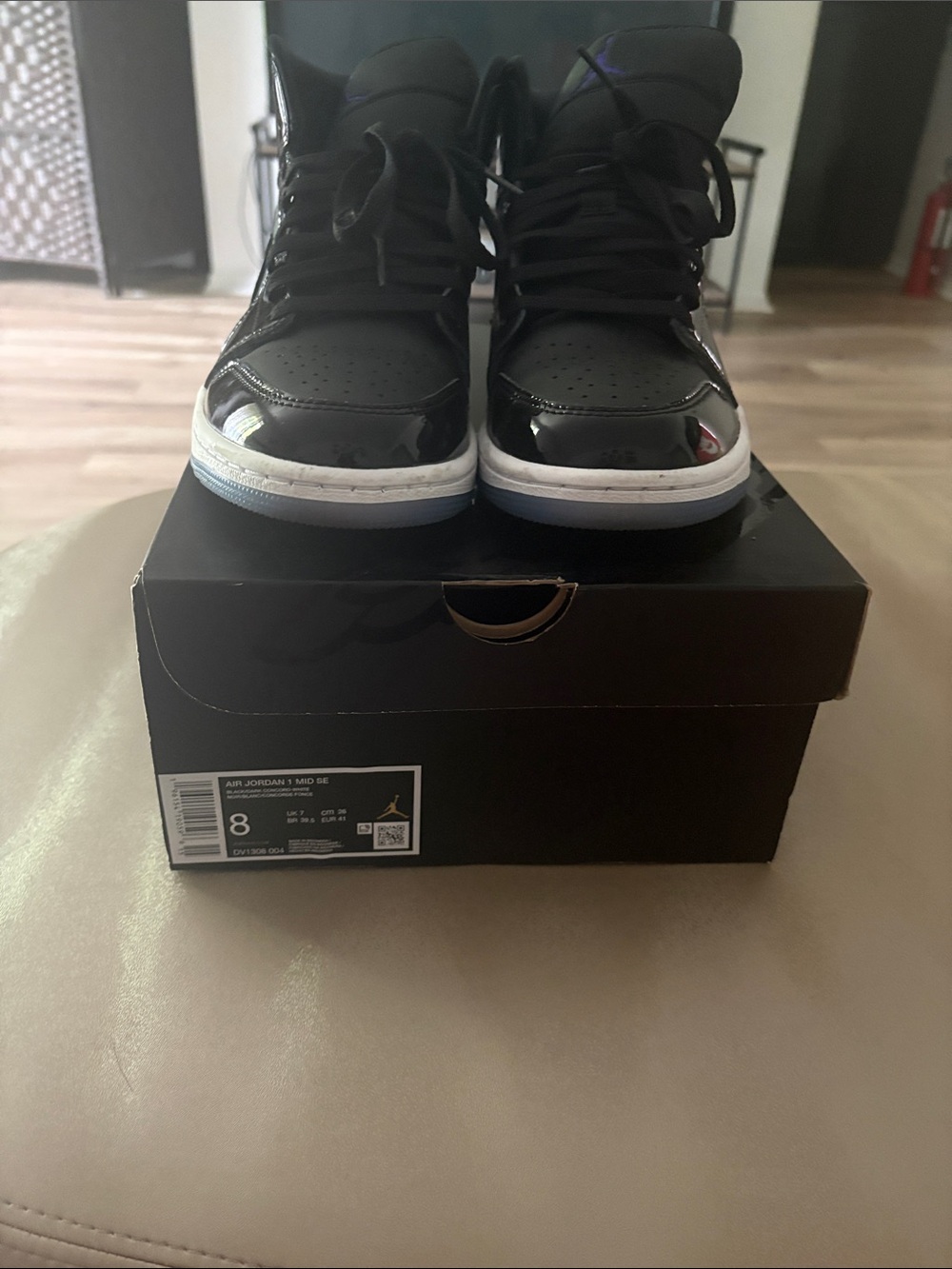 Nike Air Jordan 1 Mid Men's Sneakers - Black with White Midsole